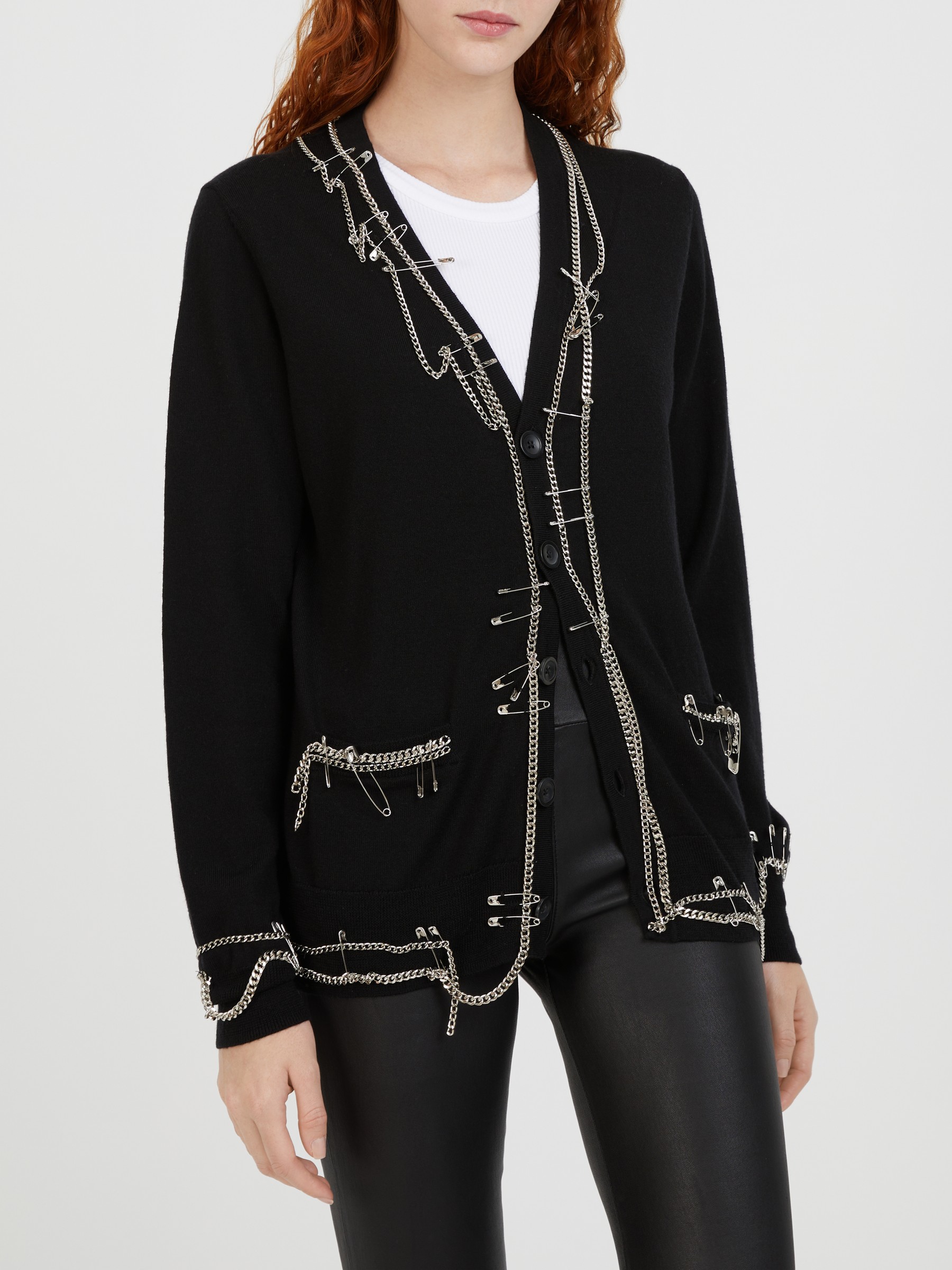 R13 Cardigan with Chains Black Cardigans