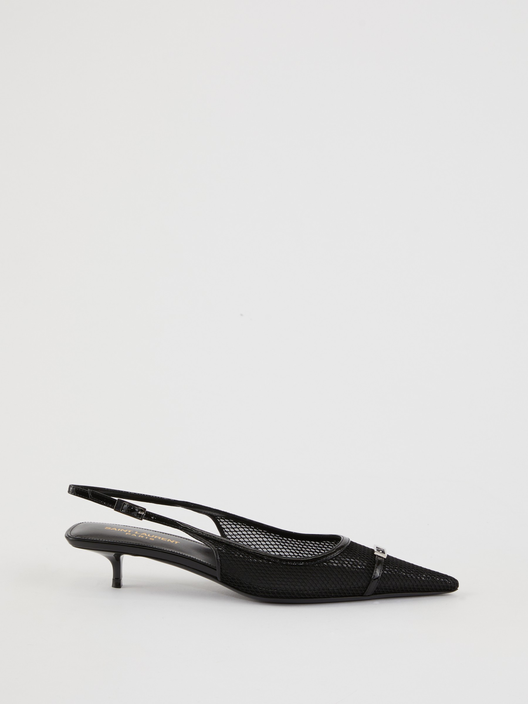 SAINT LAURENT Slingback Pumps aus Mesh Schwarz High Heels