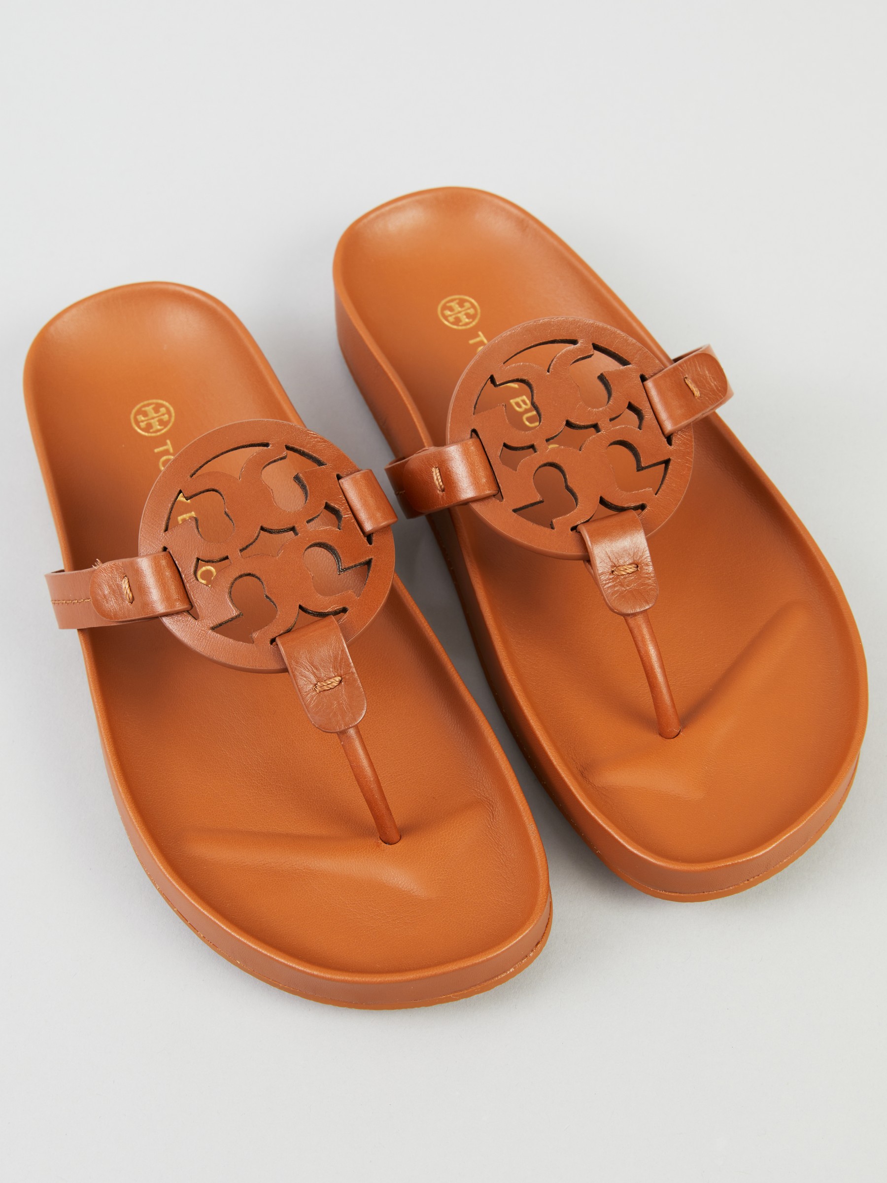 Tory Burch Leather Sandals 'Miller Cloud' Brown | Heeled Sandals