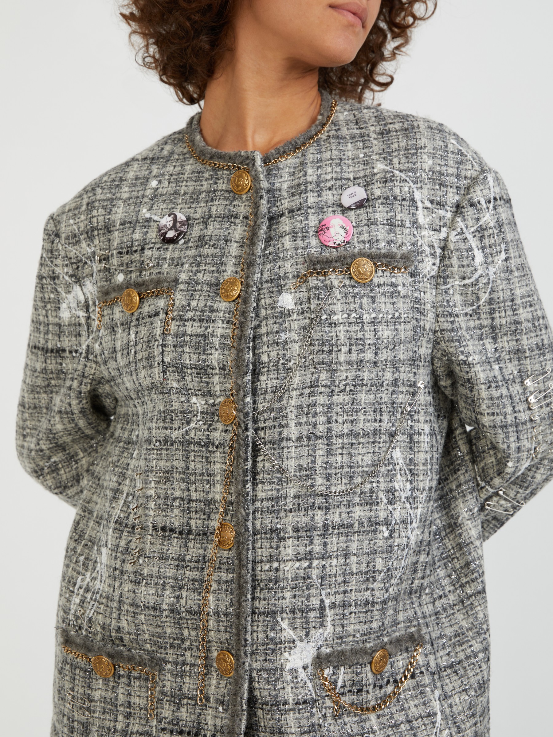 R13 Wool Tweed Jacket Grey R13