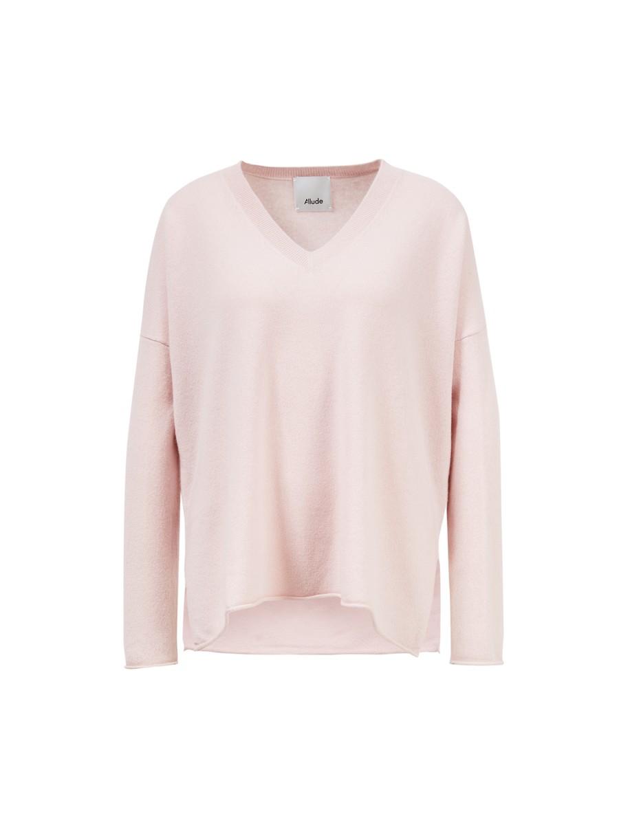 Allude Cashmere V Neck Sweater Rose Kashmir Og Strik