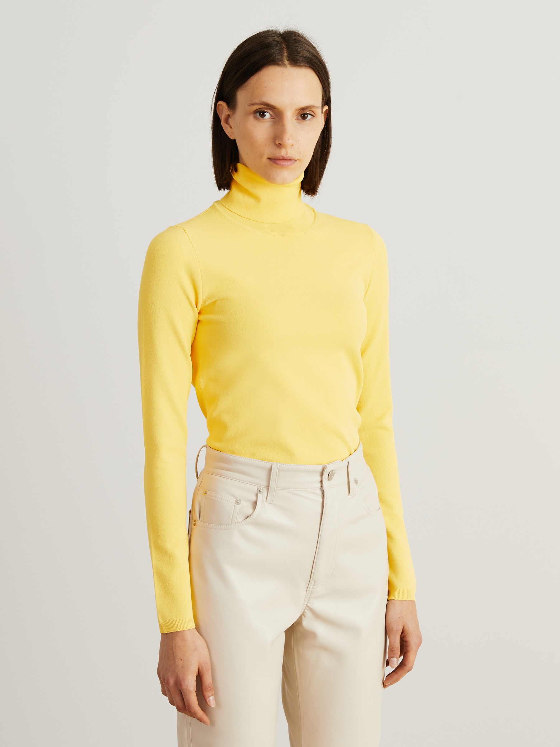 Save 63% Womens Clothing Jumpers and knitwear Turtlenecks Stella McCartney Synthetic Turtleneck Sweater In Compact Knit in Yellow 