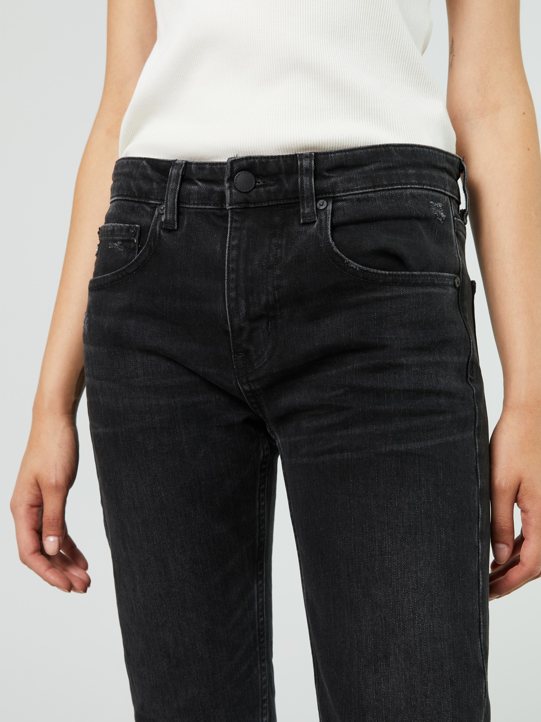 Damen Bekleidung Jeans Jeans mit gerader Passform AG Jeans Denim Straight-Leg Jeans Girlfriend Grau in Schwarz 